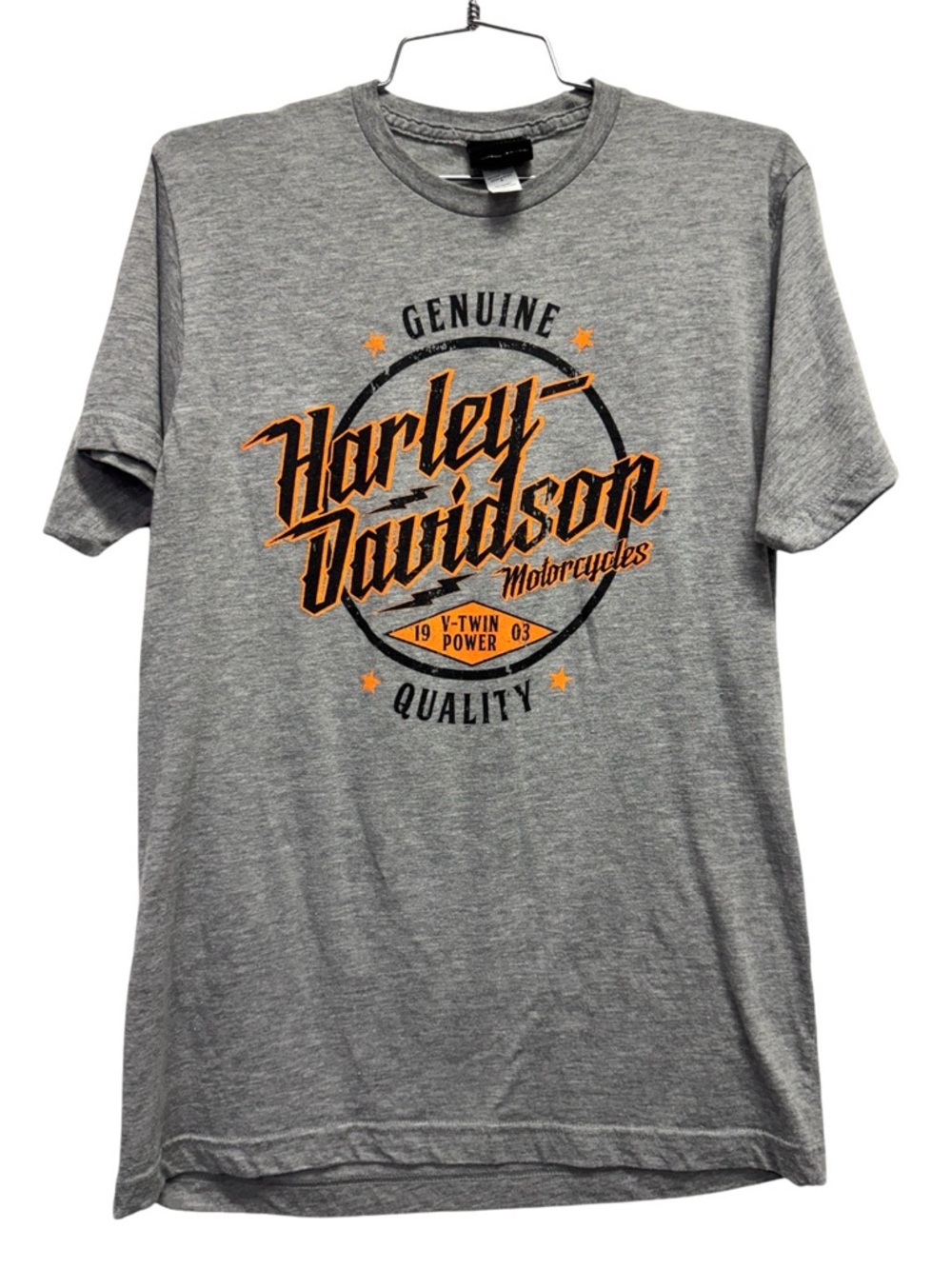 Harley-Davidson Gray Short Sleeve Tee with Orange Logo Medium